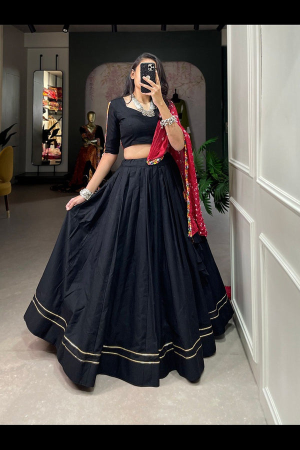 Classic Cotton Lehenga Choli with Gamthi Work Blouse – Perfect for Navratri