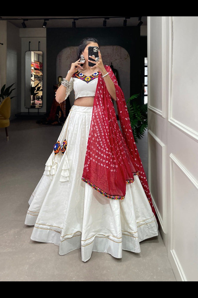 Classic Cotton Lehenga Choli with Gamthi Work Blouse – Perfect for Navratri