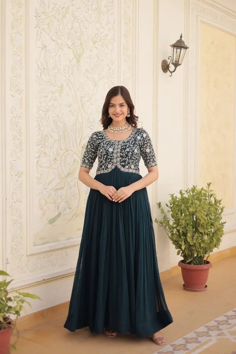 Glamorous Embroidered Georgette Gown