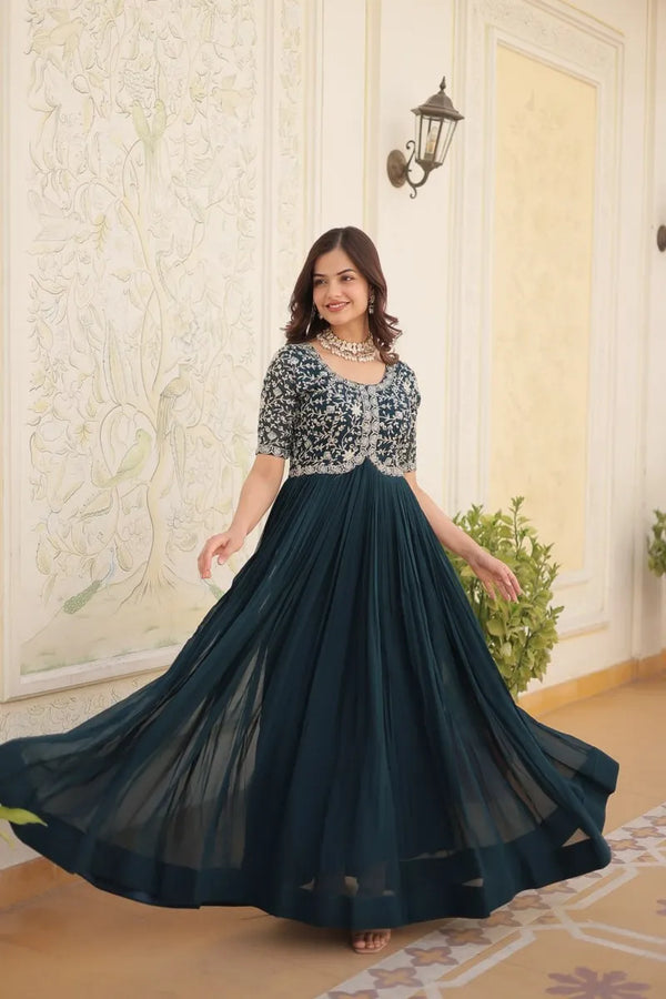 Glamorous Embroidered Georgette Gown