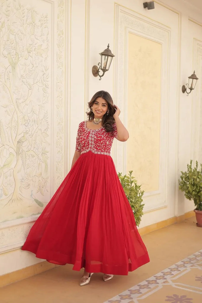 Glamorous Embroidered Georgette Gown