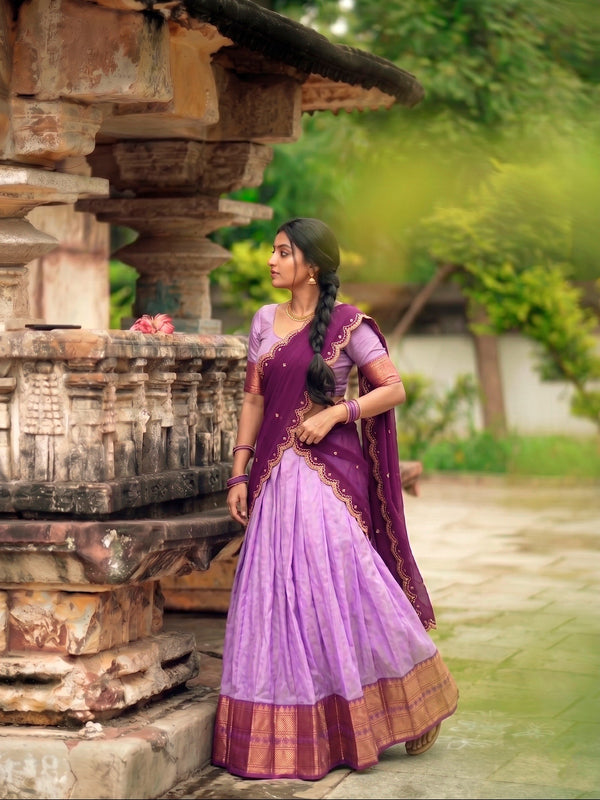 Lavender Heritage Cotton Silk Lehenga Choli Set