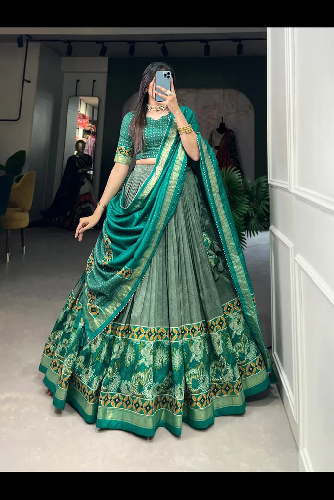 Tussar Silk Printed Lehenga Choli