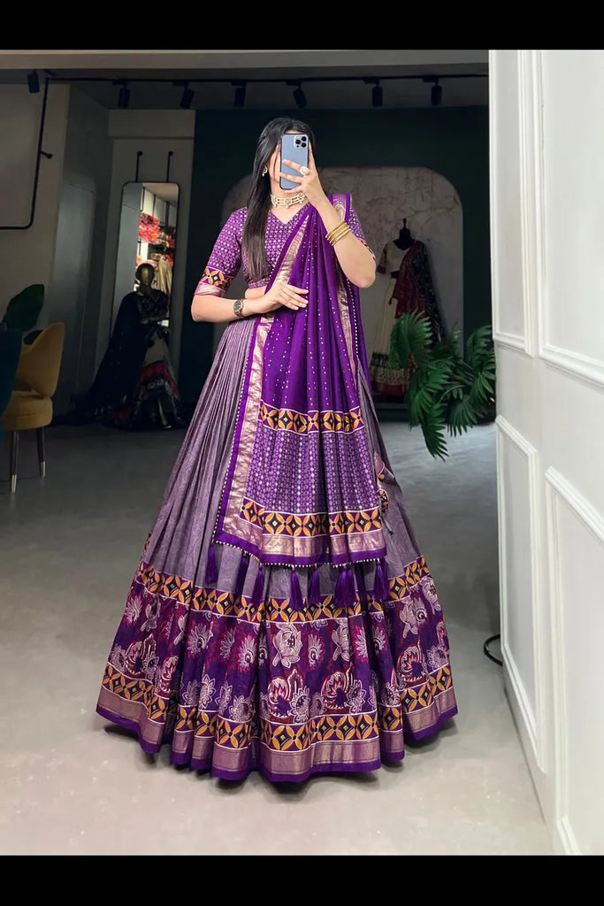 Tussar Silk Printed Lehenga Choli