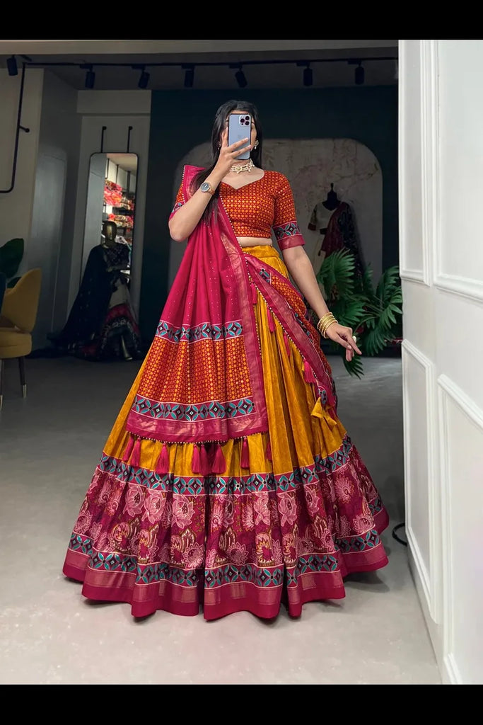 Tussar Silk Printed Lehenga Choli