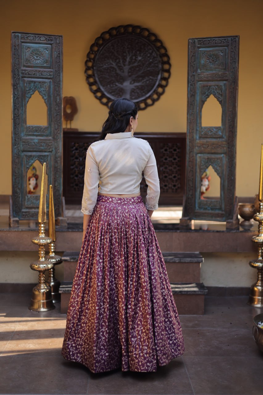 Pink Cosmos Jacquard Lehenga with Embroidered Blouse