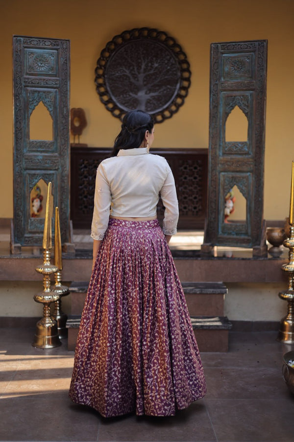 Pink Cosmos Jacquard Lehenga with Embroidered Blouse