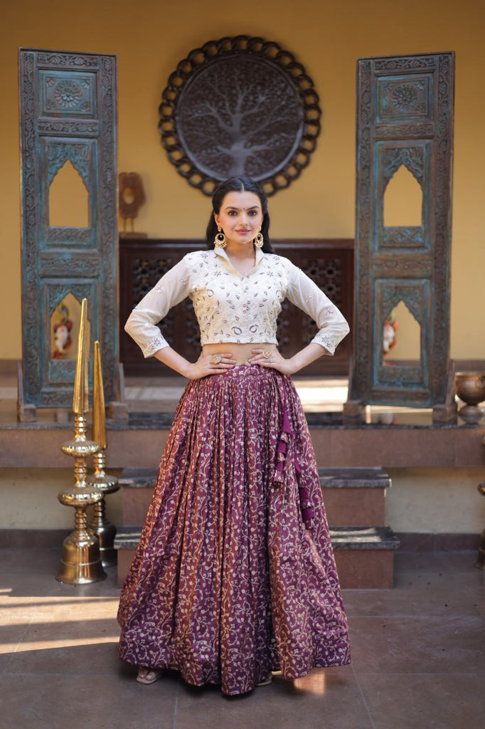 Pink Cosmos Jacquard Lehenga with Embroidered Blouse