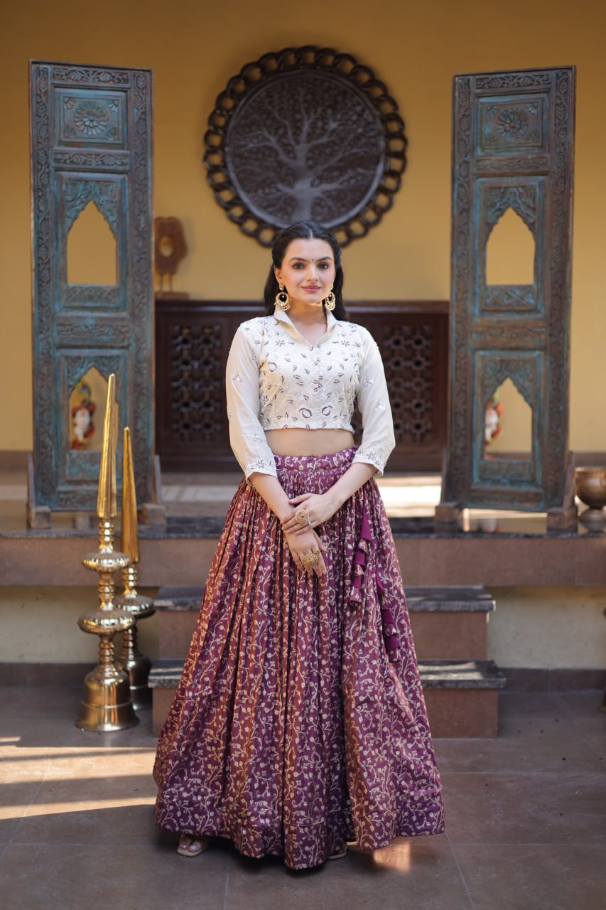 Pink Cosmos Jacquard Lehenga with Embroidered Blouse