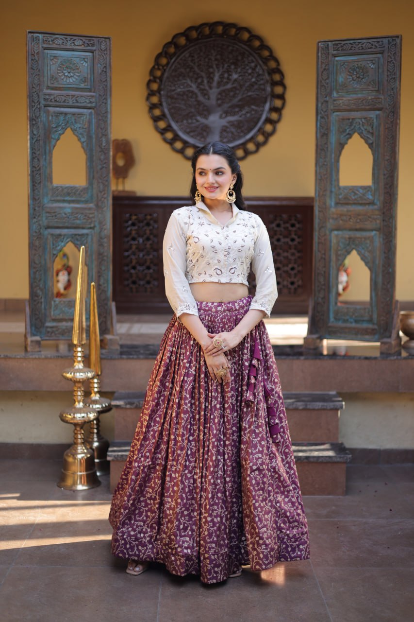 Pink Cosmos Jacquard Lehenga with Embroidered Blouse