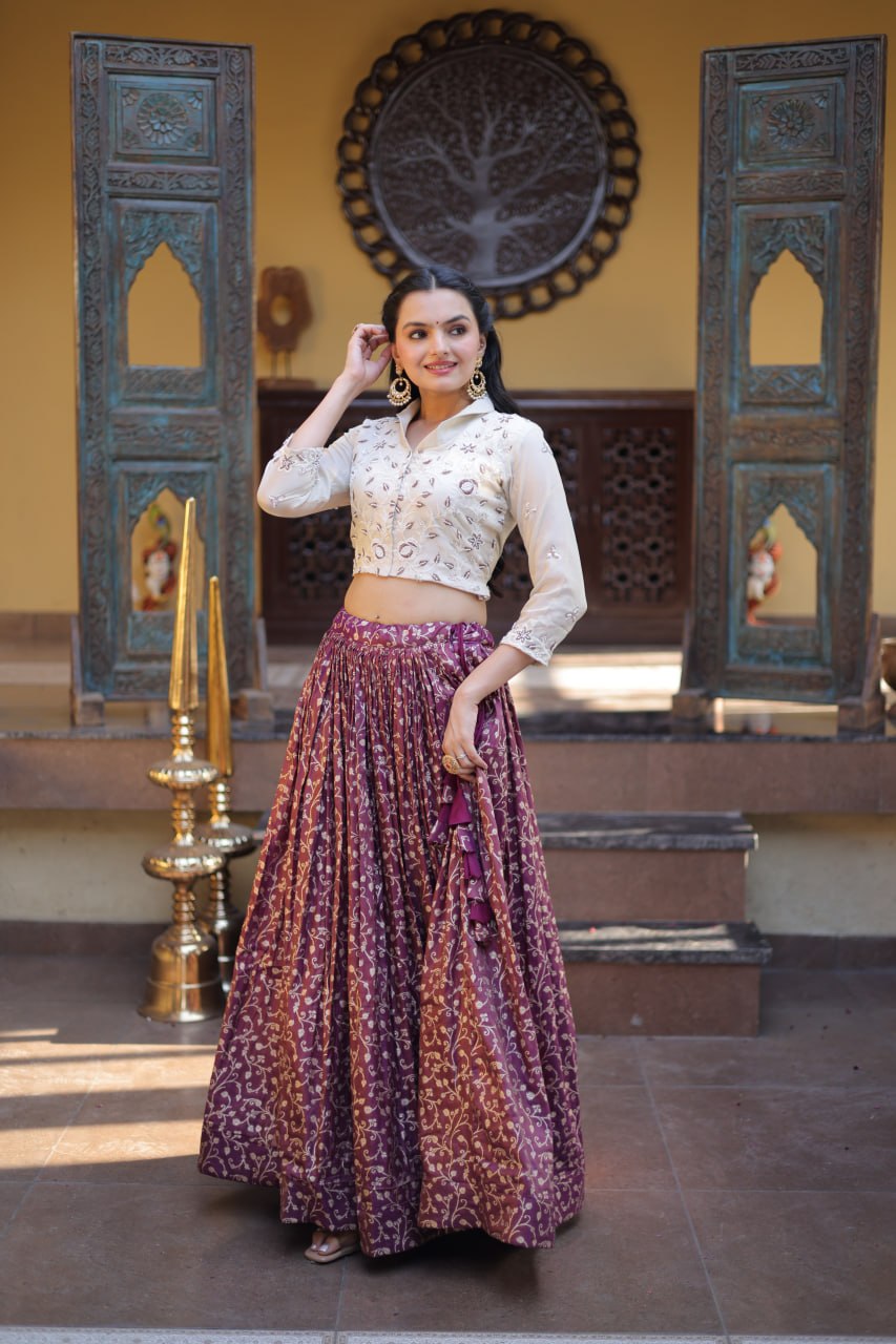 Pink Cosmos Jacquard Lehenga with Embroidered Blouse