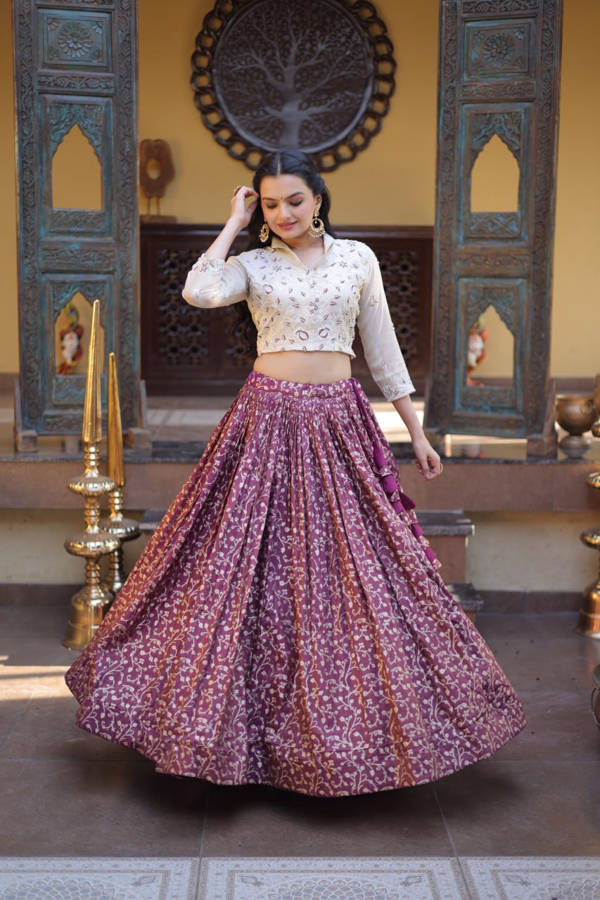 Pink Cosmos Jacquard Lehenga with Embroidered Blouse