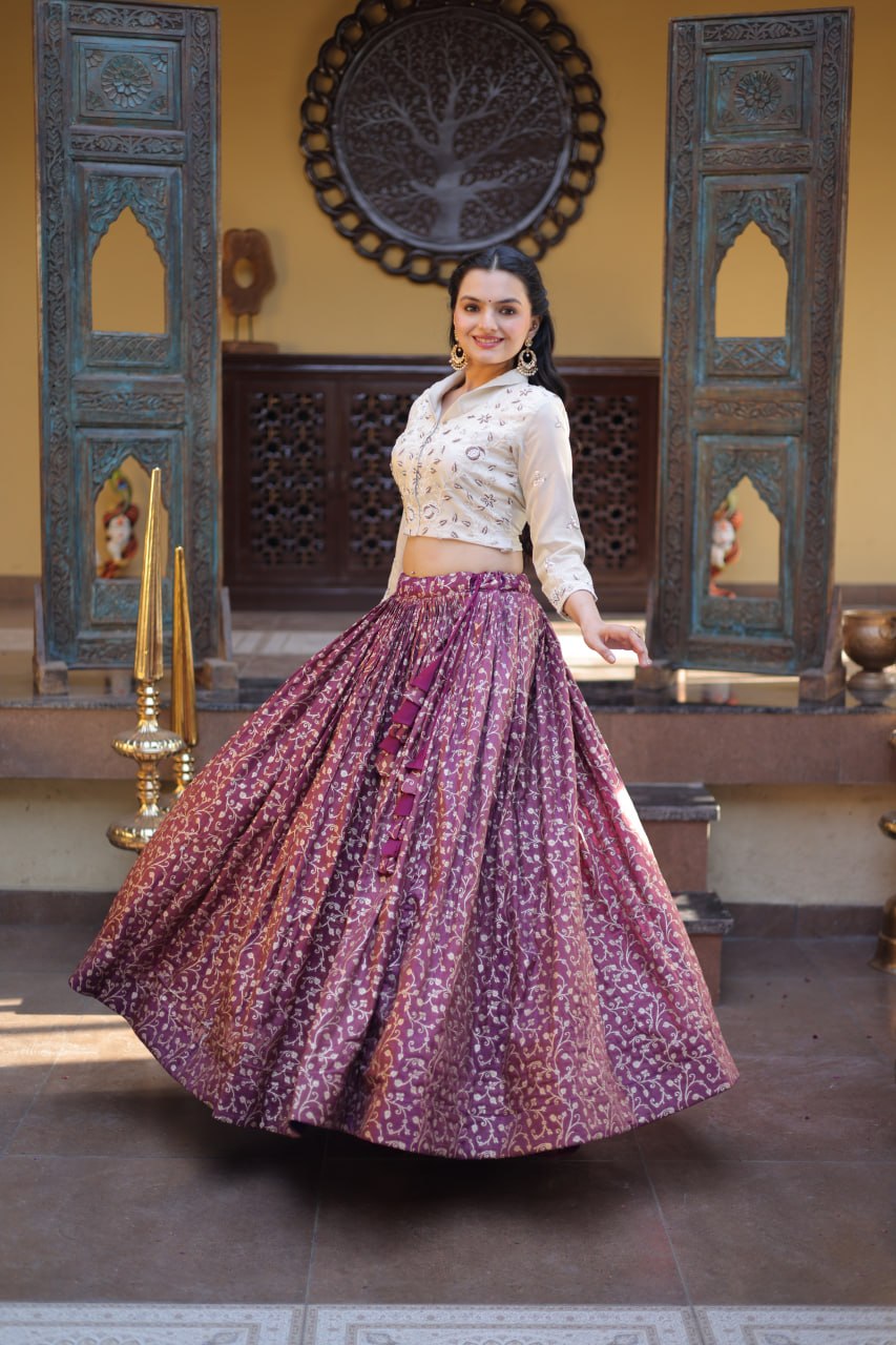 Pink Cosmos Jacquard Lehenga with Embroidered Blouse