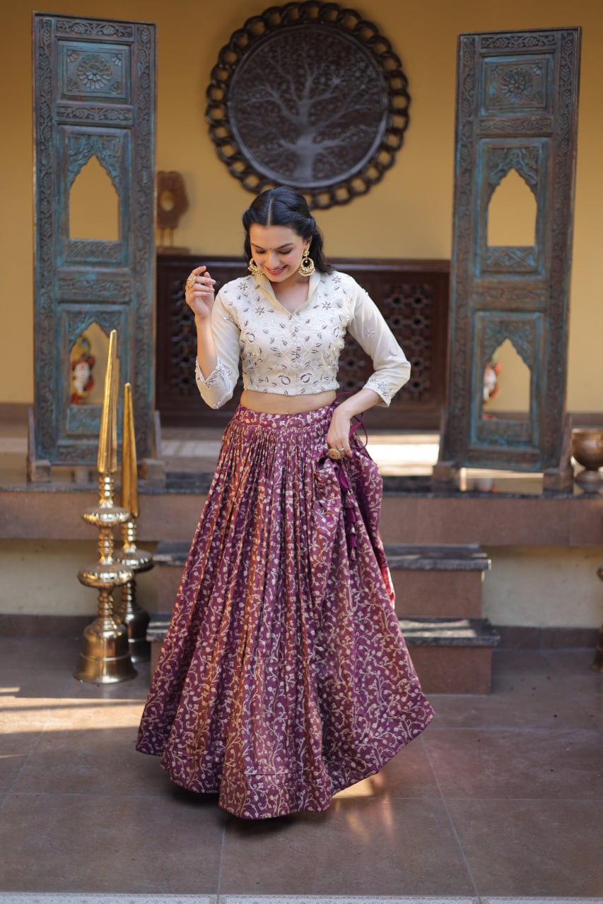 Pink Cosmos Jacquard Lehenga with Embroidered Blouse