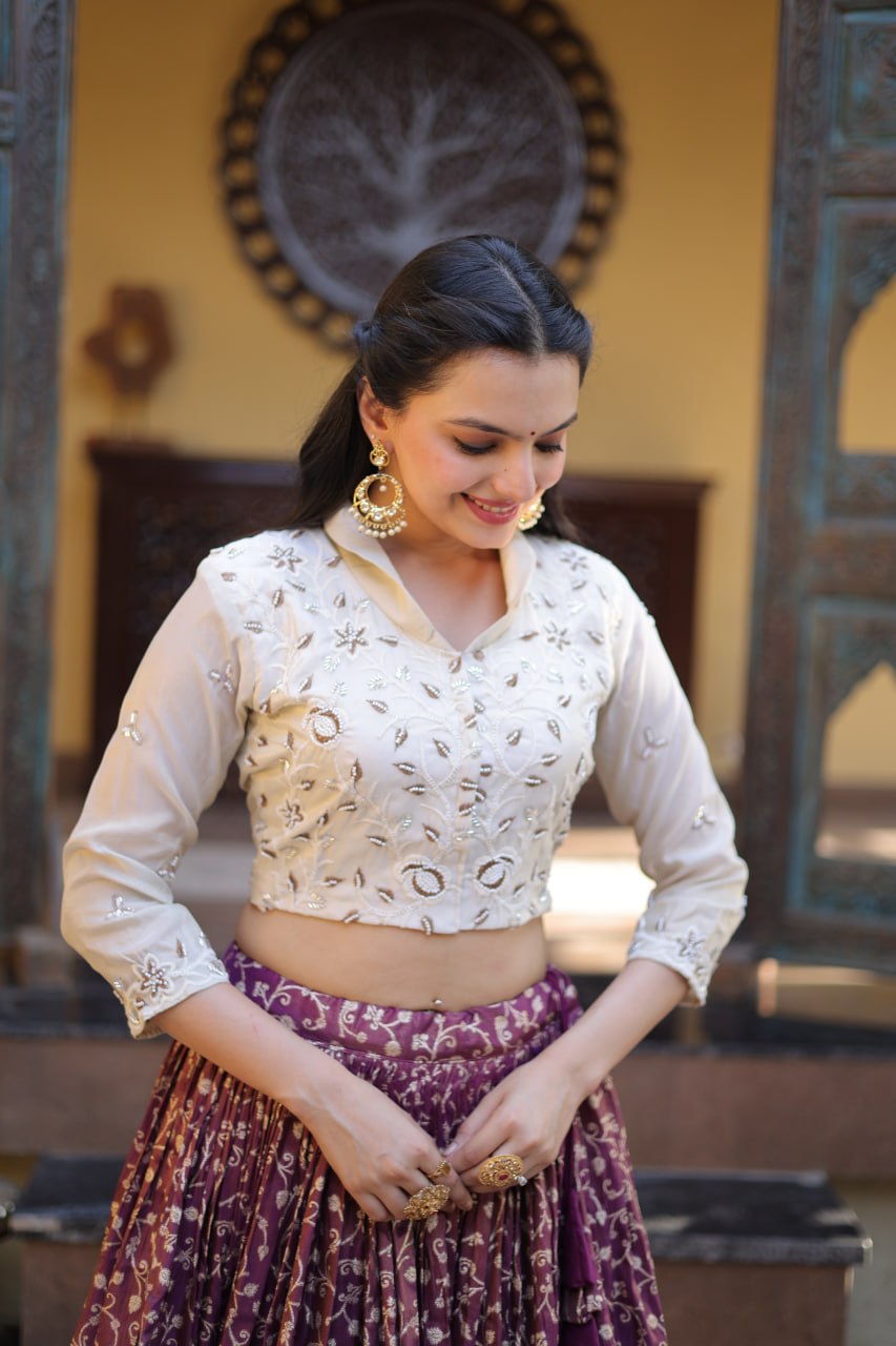 Pink Cosmos Jacquard Lehenga with Embroidered Blouse