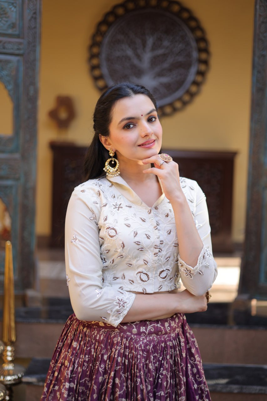 Pink Cosmos Jacquard Lehenga with Embroidered Blouse