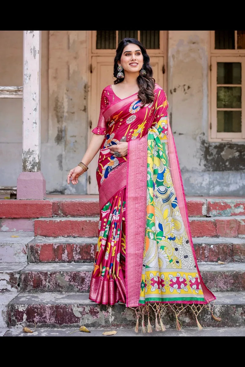 Regal Pure Silk Digital Printed Saree with Brocade Blouse