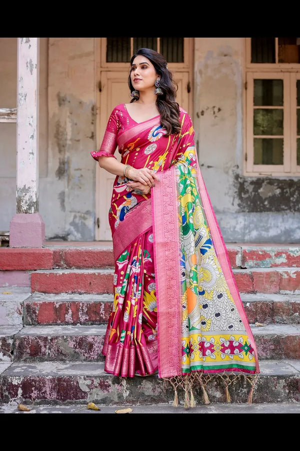 Regal Pure Silk Digital Printed Saree with Brocade Blouse