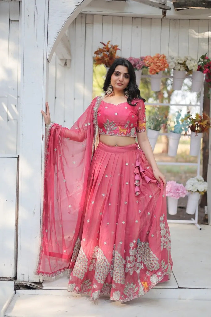 Chinon and Sequin Embroidered Lehenga Choli for Women