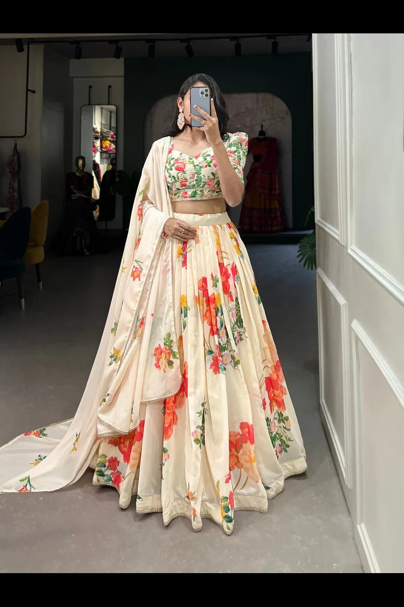 Floral Print Georgette Lehenga Choli