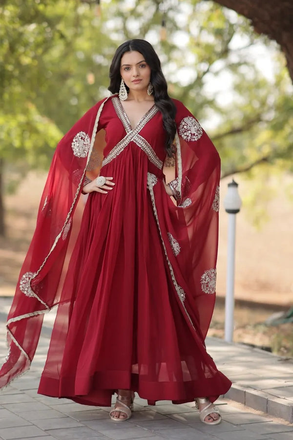 Premium Alia Cut Readymade Gown with Dupatta Set