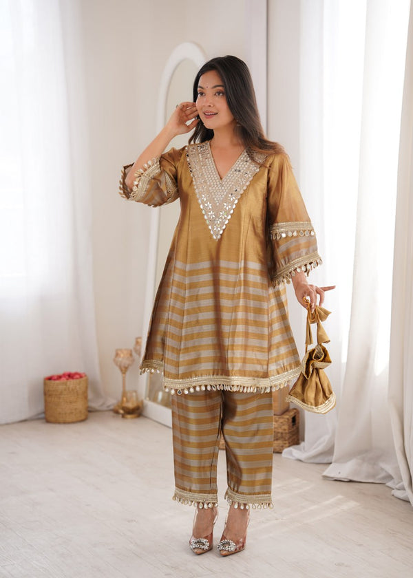 Gold Two-Tone Tissue Mirror Work Top Bottom Set