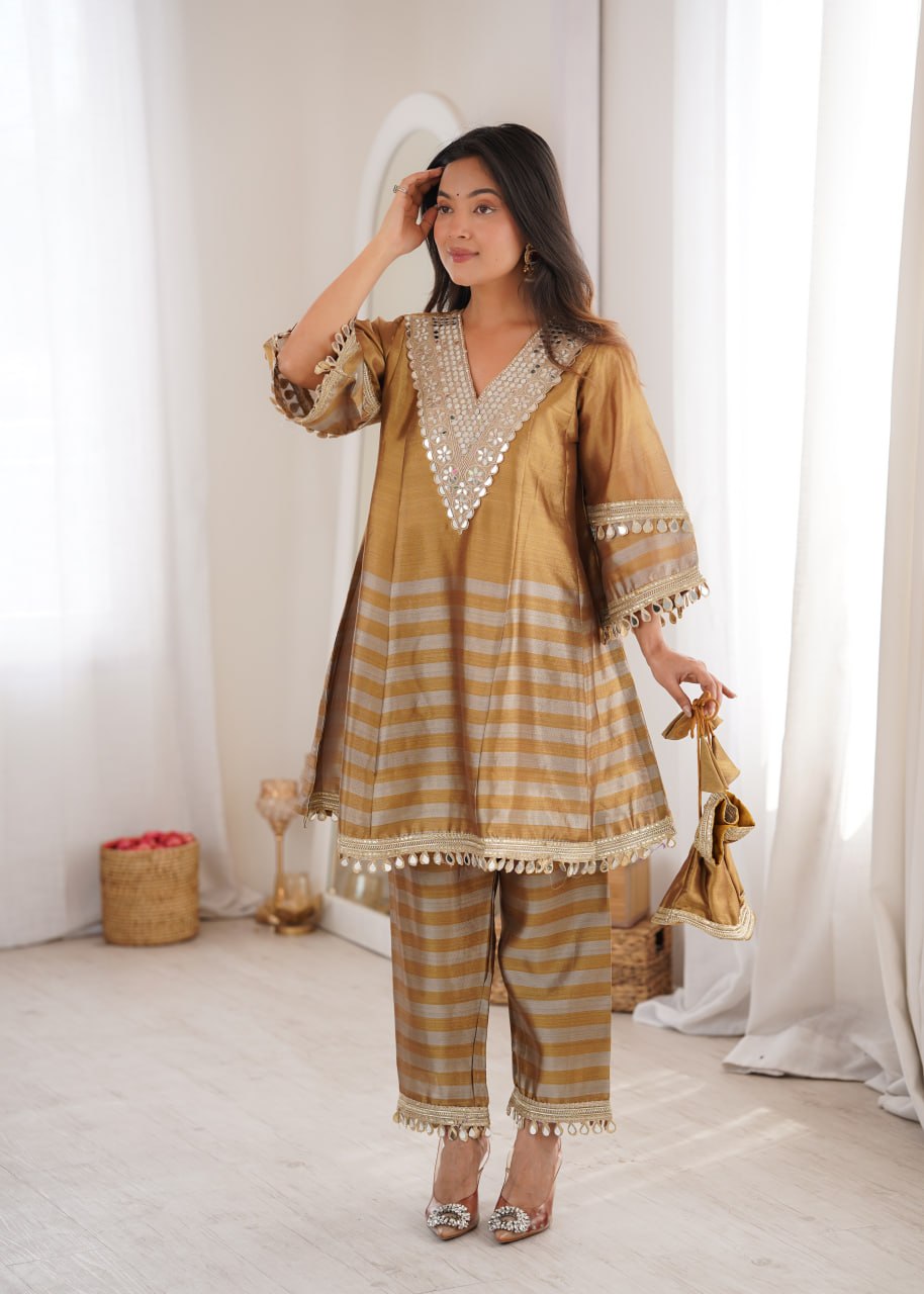 Gold Two-Tone Tissue Mirror Work Top Bottom Set