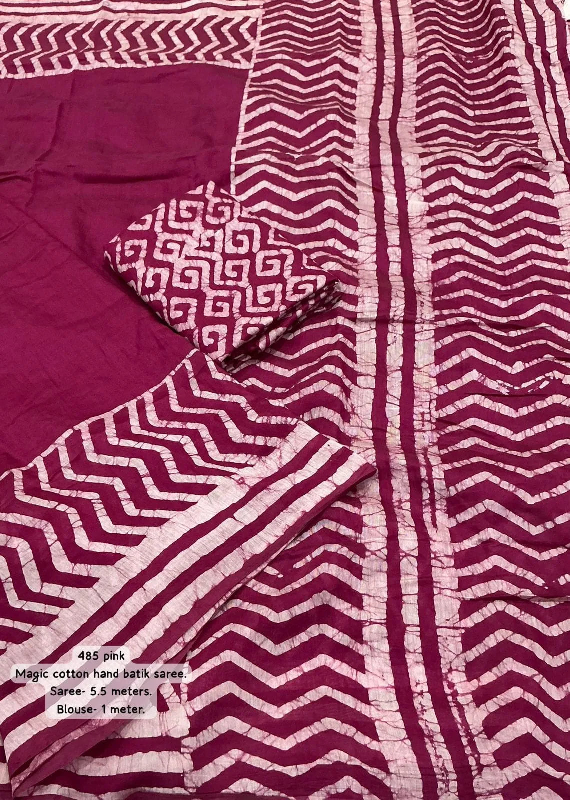 pink magic cotton saree