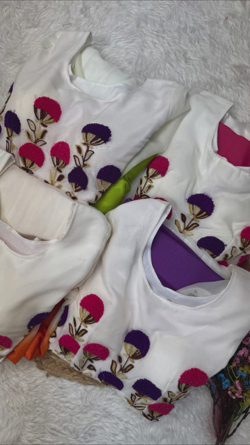 White and purple Star Georgette Embroidered Gown product reel