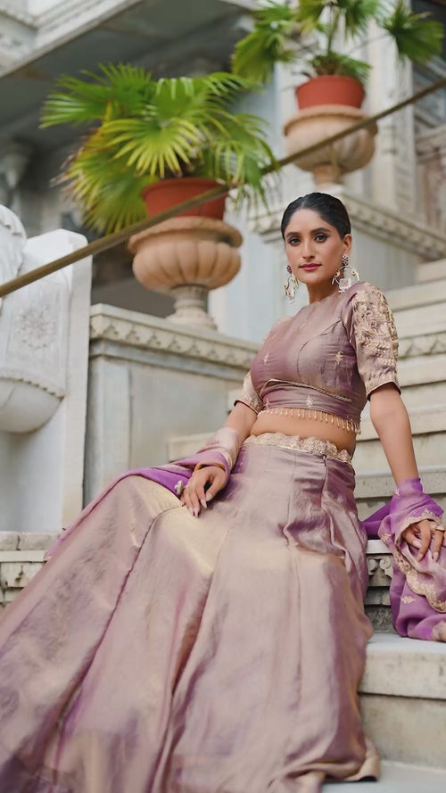Rose Gold Sequin Embroidered Fendi Lehenga Choli Set product reel