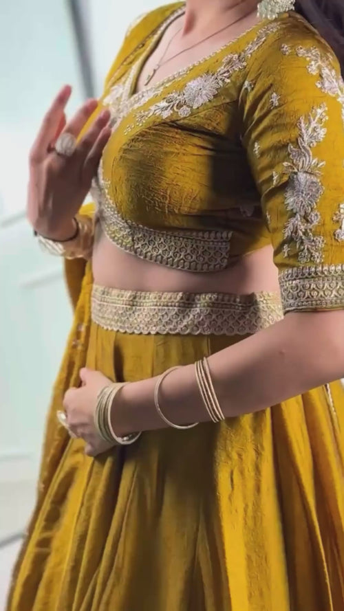 Dark Green Rangoli Crush Lehenga Choli with Sequin Belt product reel