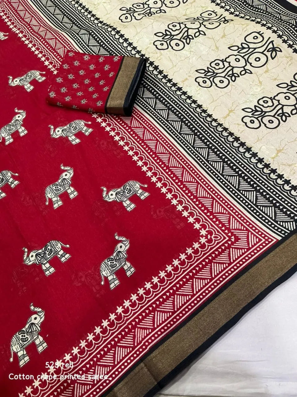 red elephant saree