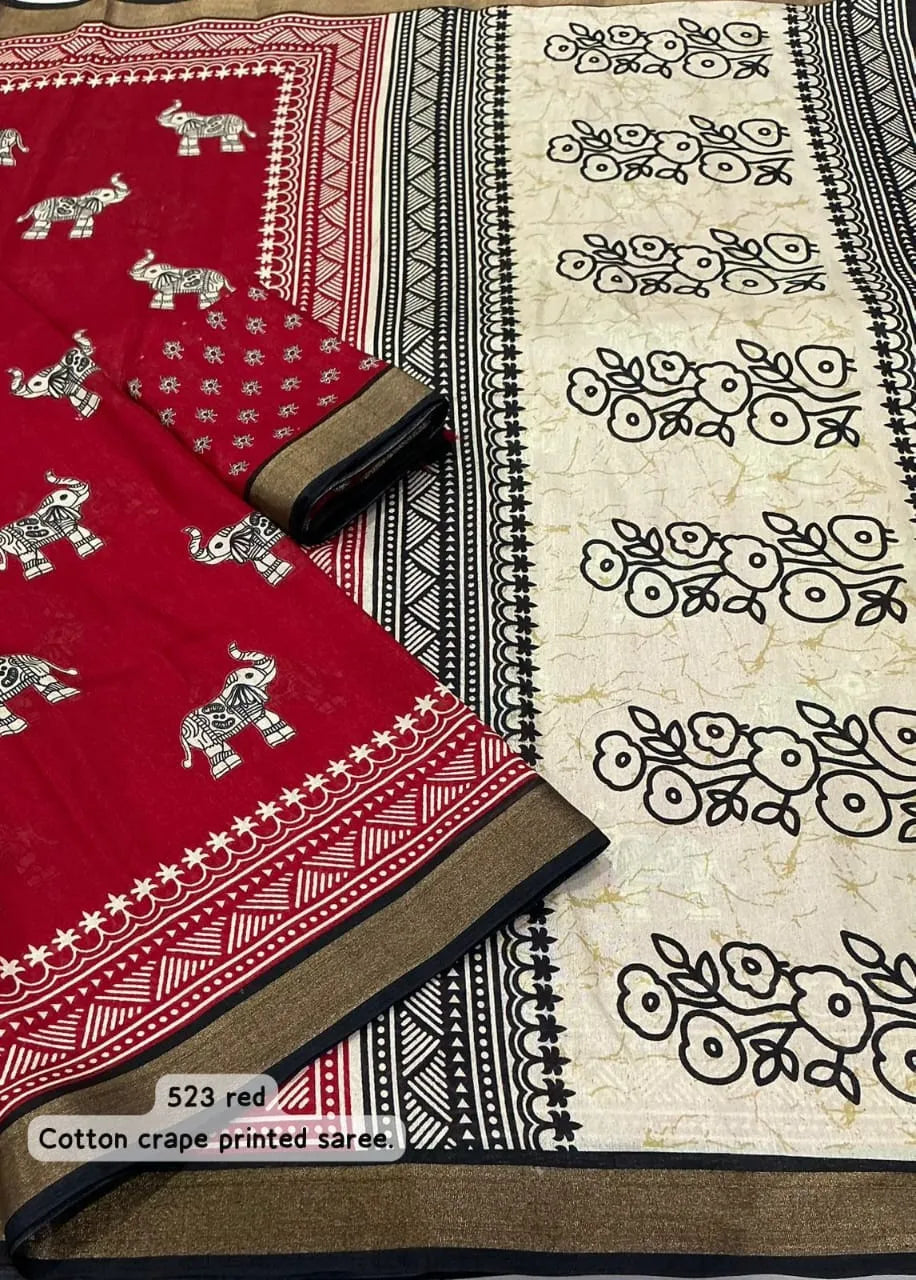 red ethnic saree