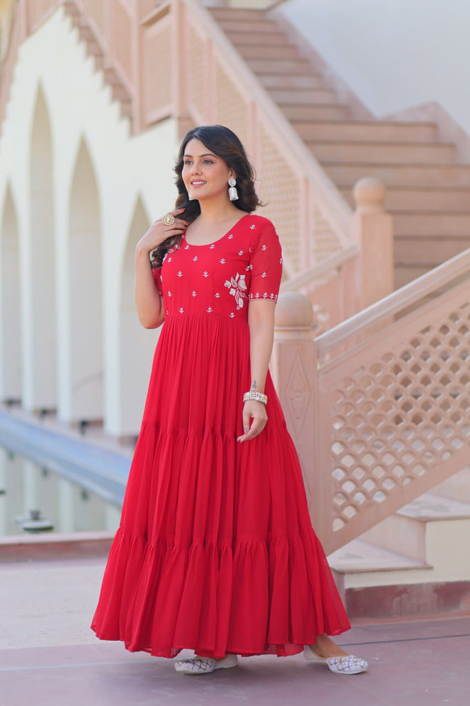 Faux Blooming Gown with Beads Embroidery Work – Skyparrow