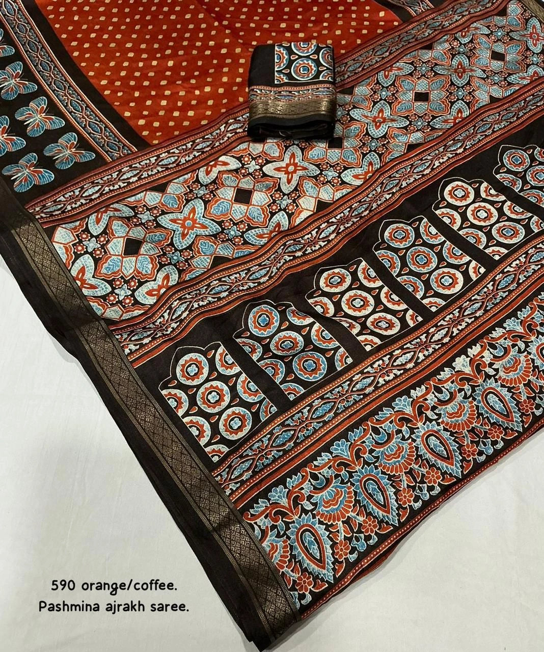 rust floral pallu saree