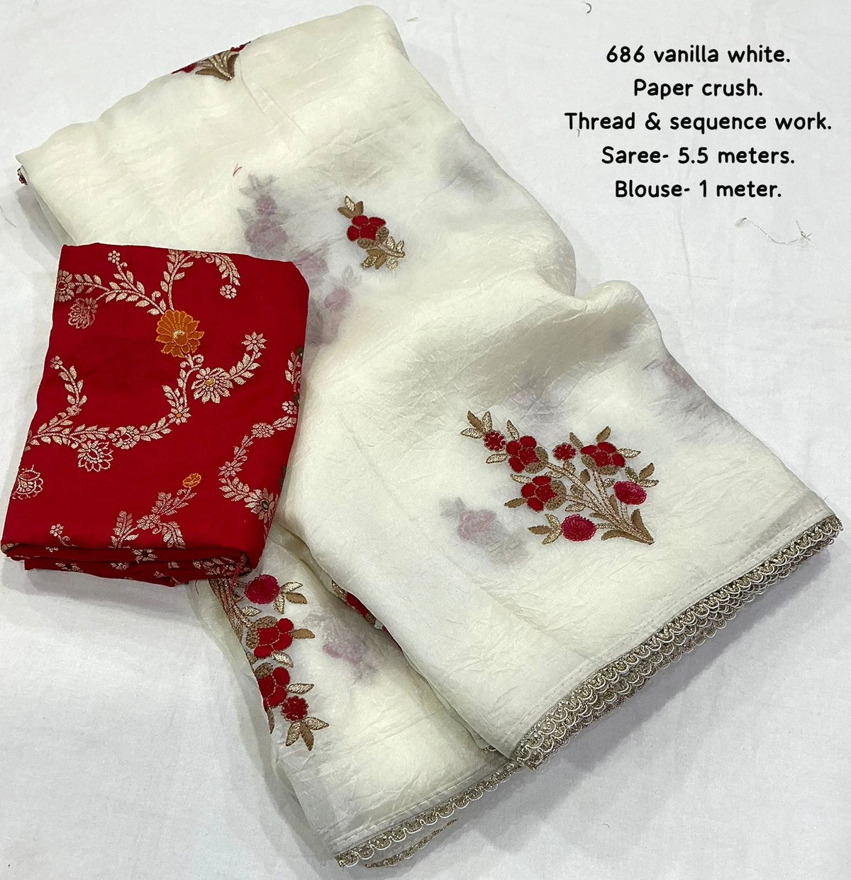 thread sequence work saree